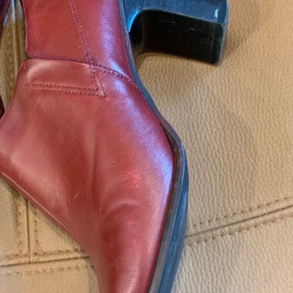 Red Leather Booties - Picture 4 of 8